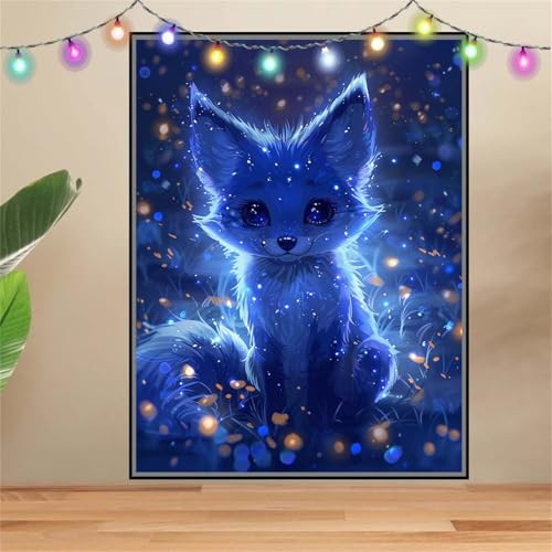 5D DIY Diamond Painting Kinder Klein Fuchs,Sternenhimmel,Diamant Painting Bilder 40x50cm,Mosaikherstellung Malen Nach Zahlen Cross Stitch Malerei Set,Daiments Painting Erwachsene für Wand Decor F6633 von Reluehu