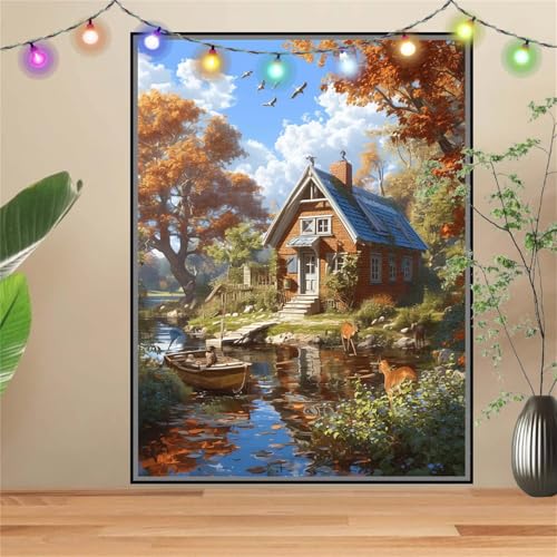 5D DIY Diamond Painting Kinder Klein Hirsch,Boot,Diamant Painting Bilder 50x70cm,Mosaikherstellung Malen Nach Zahlen Cross Stitch Malerei Set,Daiments Painting Erwachsene für Haus Dekoration D2314 von Reluehu