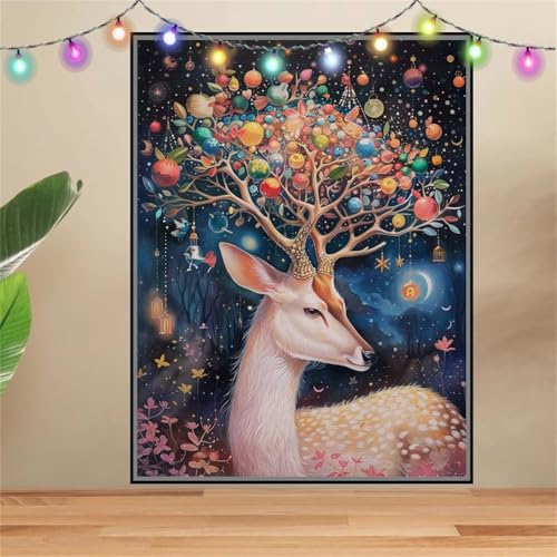 5D DIY Diamond Painting Kinder Klein Hirsch,Landschaft,Diamant Painting Bilder 100x133cm,Mosaikherstellung Malen Nach Zahlen Cross Stitch Malerei Set,Daiments Painting Erwachsene für Wand Decor F7519 von Reluehu