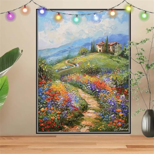 5D DIY Diamond Painting Kinder Klein HüTte,Blumen,Diamant Painting Bilder 100x133cm,Mosaikherstellung Malen Nach Zahlen Cross Stitch Malerei Set,Daiments Painting Erwachsene für Haus Dekoration D3799 von Reluehu