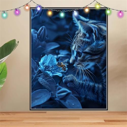 5D DIY Diamond Painting Kinder Klein Katze,Biene,Diamant Painting Bilder 30x40cm,Mosaikherstellung Malen Nach Zahlen Cross Stitch Malerei Set,Daiments Painting Erwachsene für Haus Dekoration F7672 von Reluehu