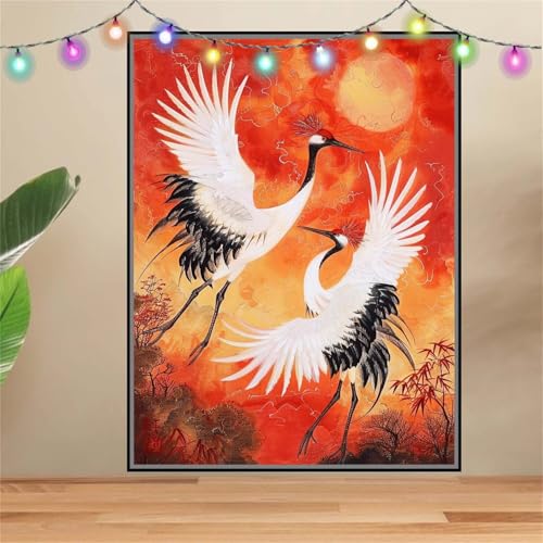 5D DIY Diamond Painting Kinder Klein Kran,Sonnenuntergang,Diamant Painting Bilder 40x50cm,Mosaikherstellung Malen Nach Zahlen Cross Stitch Malerei Set,Daiments Painting Erwachsene für Wand Decor F6593 von Reluehu