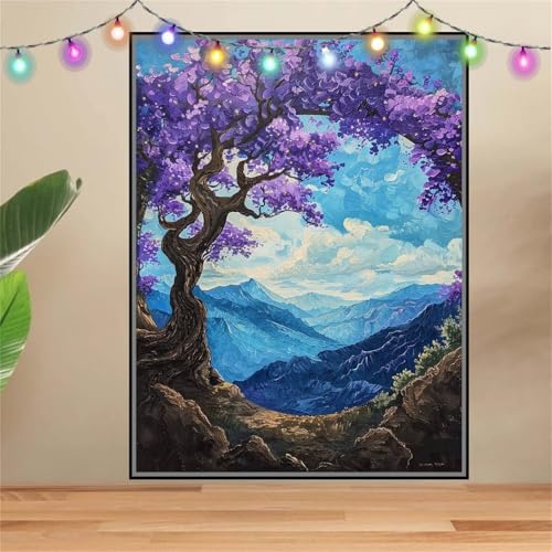 5D DIY Diamond Painting Kinder Klein Landschaft,BäUme,Diamant Painting Bilder 100x133cm,Mosaikherstellung Malen Nach Zahlen Cross Stitch Malerei Set,Daiments Painting Erwachsene für Wand Decor F6119 von Reluehu