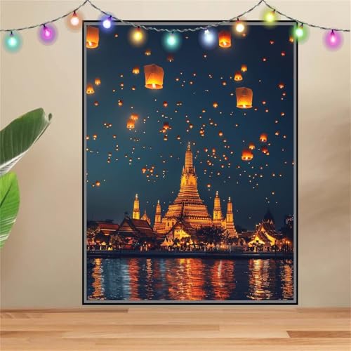 5D DIY Diamond Painting Kinder Klein Landschaft,Bangkok,Diamant Painting Bilder 100x133cm,Mosaikherstellung Malen Nach Zahlen Cross Stitch Malerei Set,Daiments Painting Erwachsene für Wand Decor F6079 von Reluehu