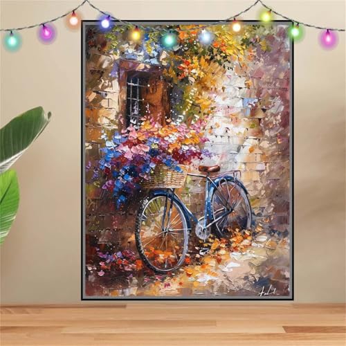 5D DIY Diamond Painting Kinder Klein Landschaft,Fahrrad,Diamant Painting Bilder 100x133cm,Mosaikherstellung Malen Nach Zahlen Cross Stitch Malerei Set,Daiments Painting Erwachsene für Wand Decor F6239 von Reluehu