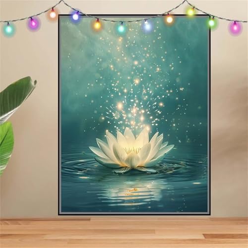 5D DIY Diamond Painting Kinder Klein Landschaft,Lotus,Diamant Painting Bilder 100x133cm,Mosaikherstellung Malen Nach Zahlen Cross Stitch Malerei Set,Daiments Painting Erwachsene für Wand Decor F6039 von Reluehu