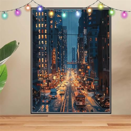 5D DIY Diamond Painting Kinder Klein Landschaft,Stadt,Diamant Painting Bilder 100x133cm,Mosaikherstellung Malen Nach Zahlen Cross Stitch Malerei Set,Daiments Painting Erwachsene für Wand Decor F5919 von Reluehu