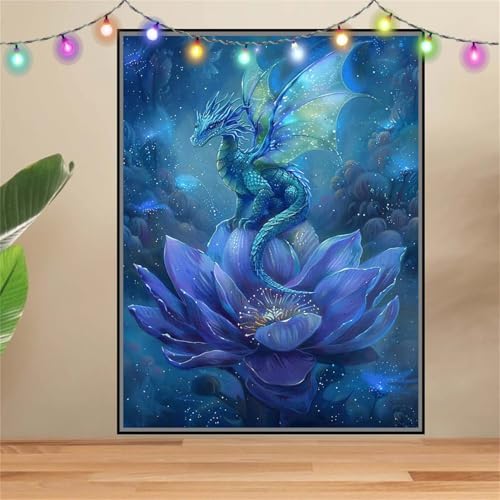 5D DIY Diamond Painting Kinder Klein Lotus,Drache,Diamant Painting Bilder 70x90cm,Mosaikherstellung Malen Nach Zahlen Cross Stitch Malerei Set,Daiments Painting Erwachsene für Haus Dekoration F7436 von Reluehu