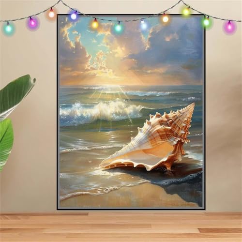 5D DIY Diamond Painting Kinder Klein Muschel,Landschaft,Diamant Painting Bilder 120x160cm,Mosaikherstellung Malen Nach Zahlen Cross Stitch Malerei Set,Daiments Painting Erwachsene für Wand Decor F6440 von Reluehu