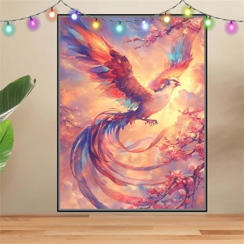 5D DIY Diamond Painting Kinder Klein PhöNixblume,Diamant Painting Bilder 80x107cm,Mosaikherstellung Malen Nach Zahlen Cross Stitch Malerei Set,Daiments Painting Erwachsene für Haus Dekoration F6277 von Reluehu