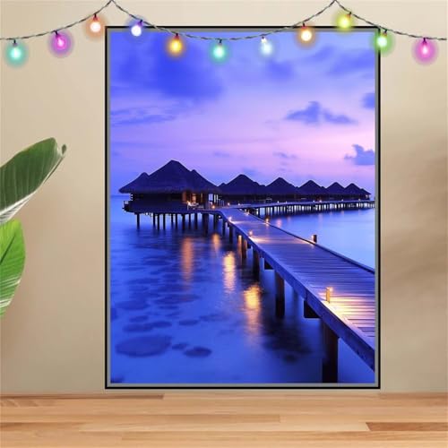 5D DIY Diamond Painting Kinder Klein Pier,Meer,Diamant Painting Bilder 80x107cm,Mosaikherstellung Malen Nach Zahlen Cross Stitch Malerei Set,Daiments Painting Erwachsene für Haus Dekoration F7637 von Reluehu