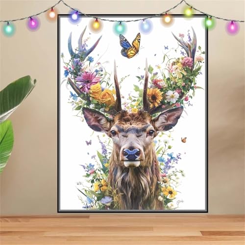 5D DIY Diamond Painting Kinder Klein Schmetterling,Hirsch,Diamant Painting Bilder 30x40cm,Mosaikherstellung Malen Nach Zahlen Cross Stitch Malerei Set,Daiments Painting Erwachsene für Wand Decor F6712 von Reluehu