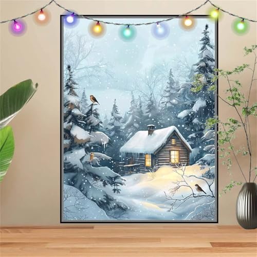 5D DIY Diamond Painting Kinder Klein Spatz,HüTte,Diamant Painting Bilder 50x70cm,Mosaikherstellung Malen Nach Zahlen Cross Stitch Malerei Set,Daiments Painting Erwachsene für Haus Dekoration D2354 von Reluehu