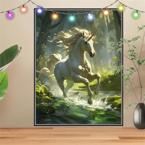 5D DIY Diamond Painting Kinder Klein Wald,Einhorn,Diamant Painting Bilder 50x70cm,Mosaikherstellung Malen Nach Zahlen Cross Stitch Malerei Set,Daiments Painting Erwachsene für Haus Dekoration D2914 von Reluehu