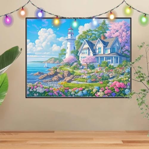 5D DIY Diamond Painting Kinder Leuchtturm,Landschaft,Diamant Painting Bilder 30x40cm,Mosaikherstellung Malen Nach Zahlen Cross Stitch Malerei Set,Daiments Painting Erwachsene für Wand Decor 4E-4432 5D DIY Diamond Painting Kinder Leuchtturm,Landschaft,Diamant Painting Bilder 30x40cm,Mosaikherstellung Malen Nach Zahlen Cross Stitch Malerei Set,Daiments Painting Erwachsene für Wand Decor 4E-4432 von Reluehu