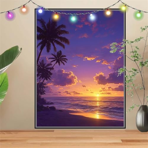 5D DIY Diamond Painting Kinder Sonnenuntergang,Strand,Diamant Painting Bilder 60x80cm,Mosaikherstellung Malen Nach Zahlen Cross Stitch Malerei Set,Daiments Painting Erwachsene für Wand Decor D3475 von Reluehu