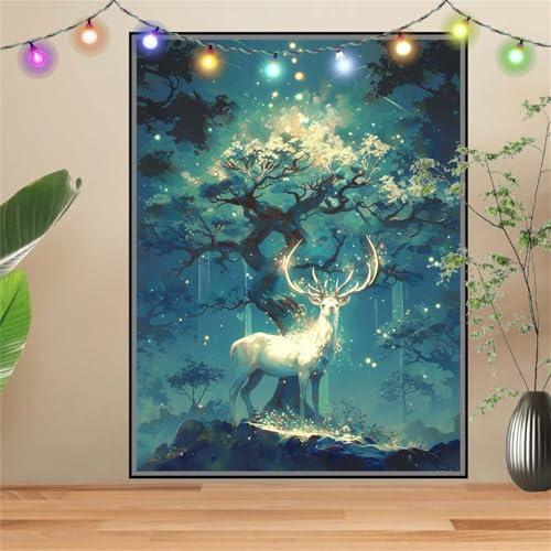 5D DIY Diamond Painting Kinder Sternenhimmel,Hirsch,Diamant Painting Bilder 120x160cm,Mosaikherstellung Malen Nach Zahlen Cross Stitch Malerei Set,Daiments Painting Erwachsene für Wand Decor D3920 von Reluehu