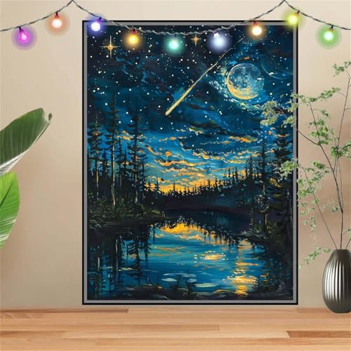 5D DIY Diamond Painting Kinder Sternschnuppe,Mond,Diamant Painting Bilder 100x133cm,Mosaikherstellung Malen Nach Zahlen Cross Stitch Malerei Set,Daiments Painting Erwachsene für Haus Dekoration D2239 von Reluehu