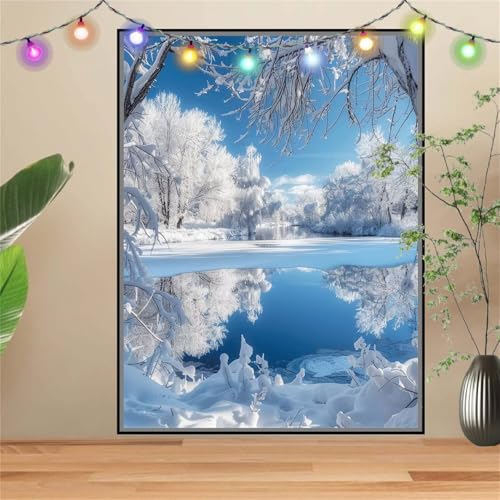 5D Diamond Painting,Diamant Painting Bilder BäUme,Schneeszene Full Mosaic Making für Kinder,DIY Diamond Painting Erwachsene groß 50x70cm,Cross Stitch Diamond Painting Bilder für Home Wall Decor D3164 von Reluehu