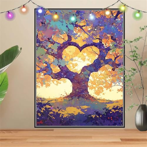 5D Diamond Painting,Diamant Painting Bilder Baum,Landschaft Full Mosaic Making für Kinder,DIY Diamond Painting Erwachsene groß 80x107cm,Cross Stitch Diamond Painting Bilder für Gift Wall Decor D3127 von Reluehu