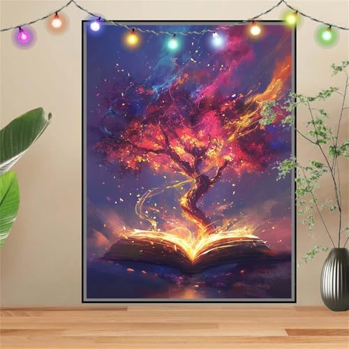 5D Diamond Painting,Diamant Painting Bilder Baum Des Lebens,Buch Full Mosaic Making für Kinder,DIY Diamond Painting Erwachsene groß 50x70cm,Cross Stitch Diamond Painting Bilder für Wall Decor D3004 von Reluehu