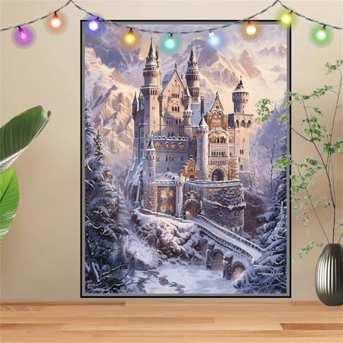 5D Diamond Painting,Diamant Painting Bilder Berge,Burg Full Mosaic Making für Kinder,DIY Diamond Painting Erwachsene groß 30x40cm,Cross Stitch Diamond Painting Bilder für Gift Home Wall Decor D2962 von Reluehu