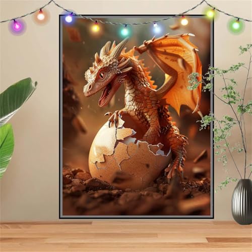 5D Diamond Painting,Diamant Painting Bilder Drache,Tier Full Mosaic Making für Kinder,DIY Diamond Painting Erwachsene groß 100x133cm,Cross Stitch Diamond Painting Bilder für Gift Home Wall Decor D2249 von Reluehu