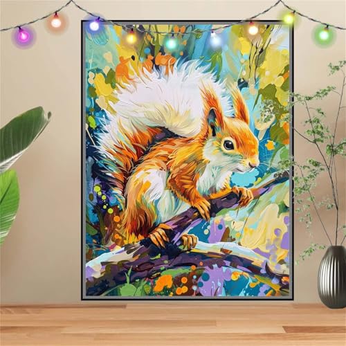 5D Diamond Painting,Diamant Painting Bilder EichhöRnchen,Tier Full Mosaic Making für Kinder,DIY Diamond Painting Erwachsene groß 100x133cm,Cross Stitch Diamond Painting Bilder für Wall Decor D3289 von Reluehu