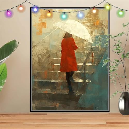 5D Diamond Painting,Diamant Painting Bilder Frau,Regenschirm Full Mosaic Making für Kinder,DIY Diamond Painting Erwachsene groß 60x80cm,Cross Stitch Diamond Painting Bilder für Gift Wall Decor D2765 von Reluehu