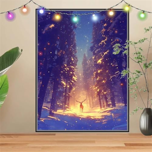 5D Diamond Painting,Diamant Painting Bilder Hirsch,Wald Full Mosaic Making für Kinder,DIY Diamond Painting Erwachsene groß 100x133cm,Cross Stitch Diamond Painting Bilder für Gift Home Wall Decor D2289 von Reluehu