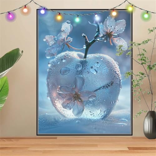 5D Diamond Painting,Diamant Painting Bilder Kristallapfel,Blume Full Mosaic Making für Kinder,DIY Diamond Painting Erwachsene groß 100x133cm,Cross Stitch Diamond Painting Bilder für Wall Decor D3249 von Reluehu