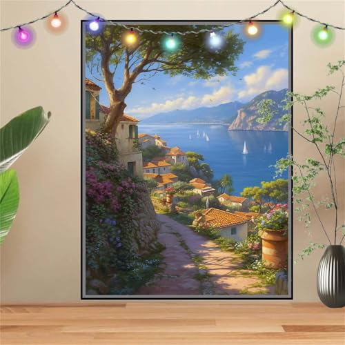 5D Diamond Painting,Diamant Painting Bilder Landschaft,Segelboot Full Mosaic Making für Kinder,DIY Diamond Painting Erwachsene groß 70x90cm,Cross Stitch Diamond Painting Bilder für Wall Decor D3526 von Reluehu