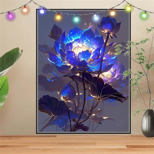 5D Diamond Painting,Diamant Painting Bilder Lotosblume Full Mosaic Making für Kinder,DIY Diamond Painting Erwachsene groß 60x80cm,Cross Stitch Diamond Painting Bilder für Gift Home Wall Decor D2205 von Reluehu