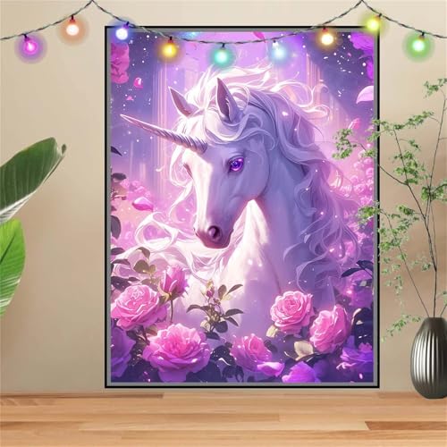 5D Diamond Painting,Diamant Painting Bilder Pfingstrose,Einhorn Full Mosaic Making für Kinder,DIY Diamond Painting Erwachsene groß 50x70cm,Cross Stitch Diamond Painting Bilder für Wall Decor D2644 von Reluehu