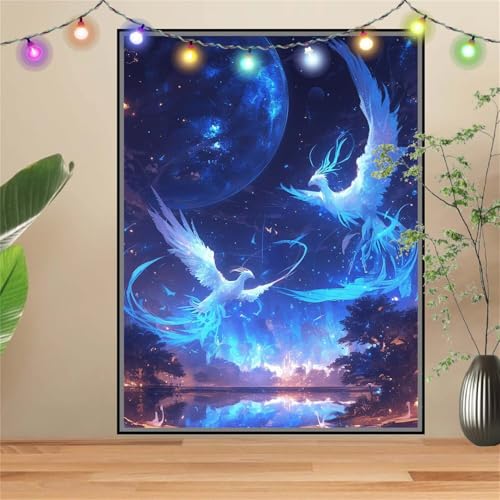 5D Diamond Painting,Diamant Painting Bilder Planet,PhöNix Full Mosaic Making für Kinder,DIY Diamond Painting Erwachsene groß 120x160cm,Cross Stitch Diamond Painting Bilder für Home Wall Decor D3970 von Reluehu