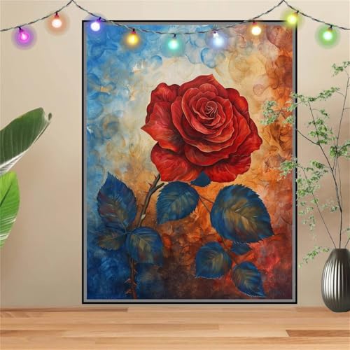 5D Diamond Painting,Diamant Painting Bilder Rose,Blume Full Mosaic Making für Kinder,DIY Diamond Painting Erwachsene groß 60x80cm,Cross Stitch Diamond Painting Bilder für Gift Home Wall Decor D2485 von Reluehu