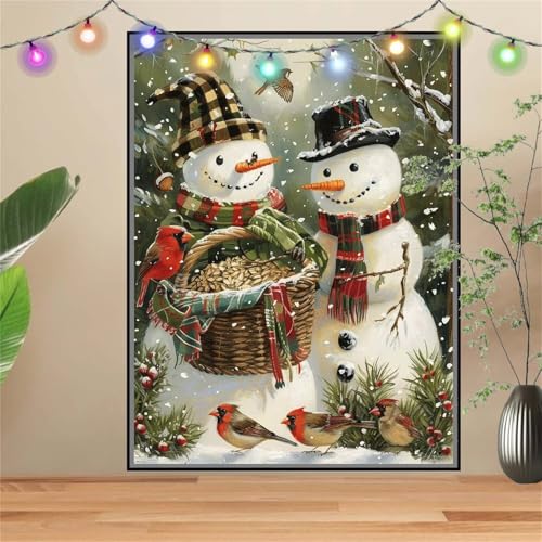 5D Diamond Painting,Diamant Painting Bilder Spatz,Schneemann Full Mosaic Making für Kinder,DIY Diamond Painting Erwachsene groß 100x133cm,Cross Stitch Diamond Painting Bilder für Gift Wall Decor D2369 von Reluehu