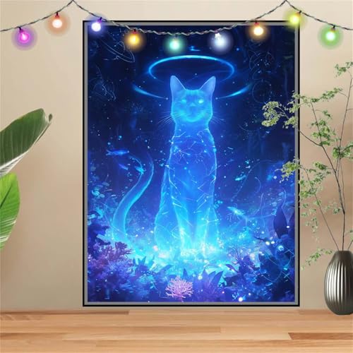 5D Diamond Painting,Diamant Painting Bilder Sternenhimmel,Katze Full Mosaic Making für Kinder,DIY Diamond Painting Erwachsene groß 30x40cm,Cross Stitch Diamond Painting Bilder für Wall Decor D3922 von Reluehu