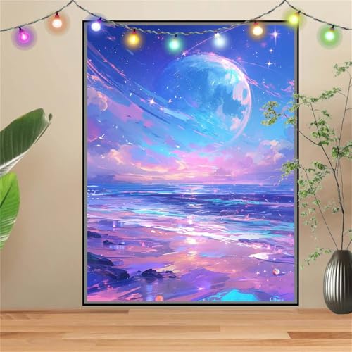 5D Diamond Painting,Diamant Painting Bilder Sternenhimmel,Meer Full Mosaic Making für Kinder,DIY Diamond Painting Erwachsene groß 60x80cm,Cross Stitch Diamond Painting Bilder für Gift Wall Decor D3845 von Reluehu