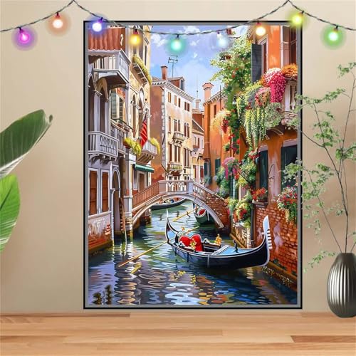 5D Diamond Painting,Diamant Painting Bilder Venedig,Landschaft Full Mosaic Making für Kinder,DIY Diamond Painting Erwachsene groß 50x70cm,Cross Stitch Diamond Painting Bilder für Gift Wall Decor D3404 von Reluehu