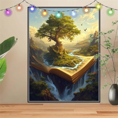 5D Diamond Painting,Diamant Painting Bilder Wasserfall,Buch Full Mosaic Making für Kinder,DIY Diamond Painting Erwachsene groß 120x160cm,Cross Stitch Diamond Painting Bilder für Home Wall Decor D2810 von Reluehu