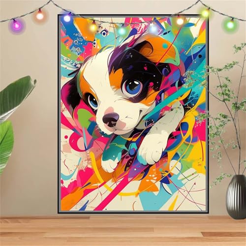 5D Diamond Painting,Diamant Painting Bilder Welpe,Tier Full Mosaic Making für Kinder,DIY Diamond Painting Erwachsene groß 30x40cm,Cross Stitch Diamond Painting Bilder für Gift Home Wall Decor D3642 von Reluehu