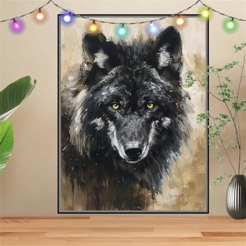 5D Diamond Painting,Diamant Painting Bilder Wolf,Tier Full Mosaic Making für Kinder,DIY Diamond Painting Erwachsene groß 100x133cm,Cross Stitch Diamond Painting Bilder für Gift Home Wall Decor D2089 von Reluehu