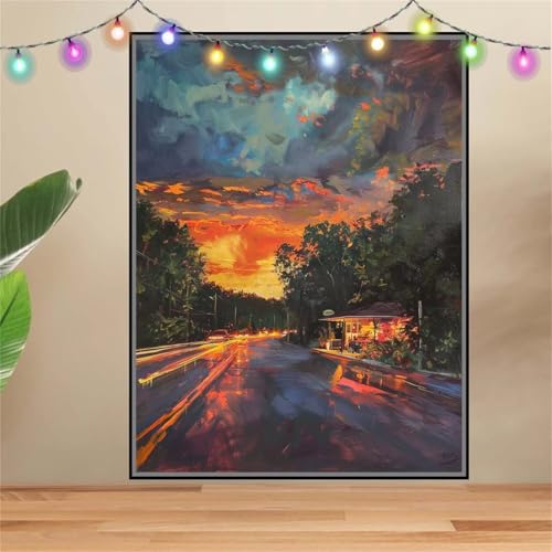 5D Diamond Painting Erwachsene Autobahn,Landschaft,DIY Diamant Painting Bilder Kinder 50x70cm,Crystal Strass Stickerei Painting Diamant Malerei Kit,Diamant Crystal Arts Craft für Wand Decor F6374 von Reluehu