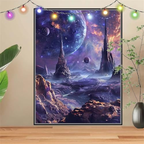 5D Diamond Painting Erwachsene Berg,Planet,DIY Diamant Painting Bilder Kinder 70x90cm,Crystal Strass Stickerei Painting Diamant Malerei Kit,Diamant Crystal Arts Craft für Geschenk Wand Decor D2976 von Reluehu