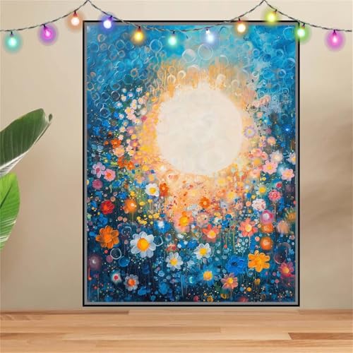 5D Diamond Painting Erwachsene Blumen,Mond,DIY Diamant Painting Bilder Kinder 40x50cm,Crystal Strass Stickerei Painting Diamant Malerei Kit,Diamant Crystal Arts Craft für Geschenk Wand Decor F6893 von Reluehu