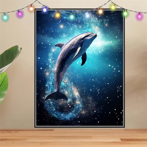 5D Diamond Painting Erwachsene Delphin,Sternenhimmel,DIY Diamant Painting Bilder Kinder 80x107cm,Crystal Strass Stickerei Painting Diamant Malerei Kit,Diamant Crystal Arts Craft für Wand Decor F6497 von Reluehu