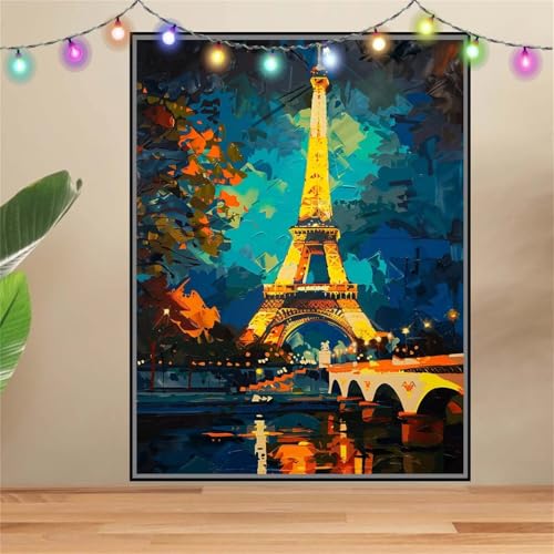 5D Diamond Painting Erwachsene Fluss,Turm,DIY Diamant Painting Bilder Kinder 80x107cm,Crystal Strass Stickerei Painting Diamant Malerei Kit,Diamant Crystal Arts Craft für Geschenk Wand Decor F6577 von Reluehu