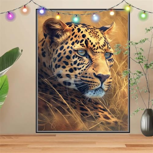 5D Diamond Painting Erwachsene Gepard,Grasland,DIY Diamant Painting Bilder Kinder 70x90cm,Crystal Strass Stickerei Painting Diamant Malerei Kit,Diamant Crystal Arts Craft für Geschenk Wand Decor D2216 von Reluehu