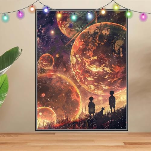 5D Diamond Painting Erwachsene Katze,Sternenhimmel,DIY Diamant Painting Bilder Kinder 30x40cm,Crystal Strass Stickerei Painting Diamant Malerei Kit,Diamant Crystal Arts Craft für Wand Decor F7692 von Reluehu